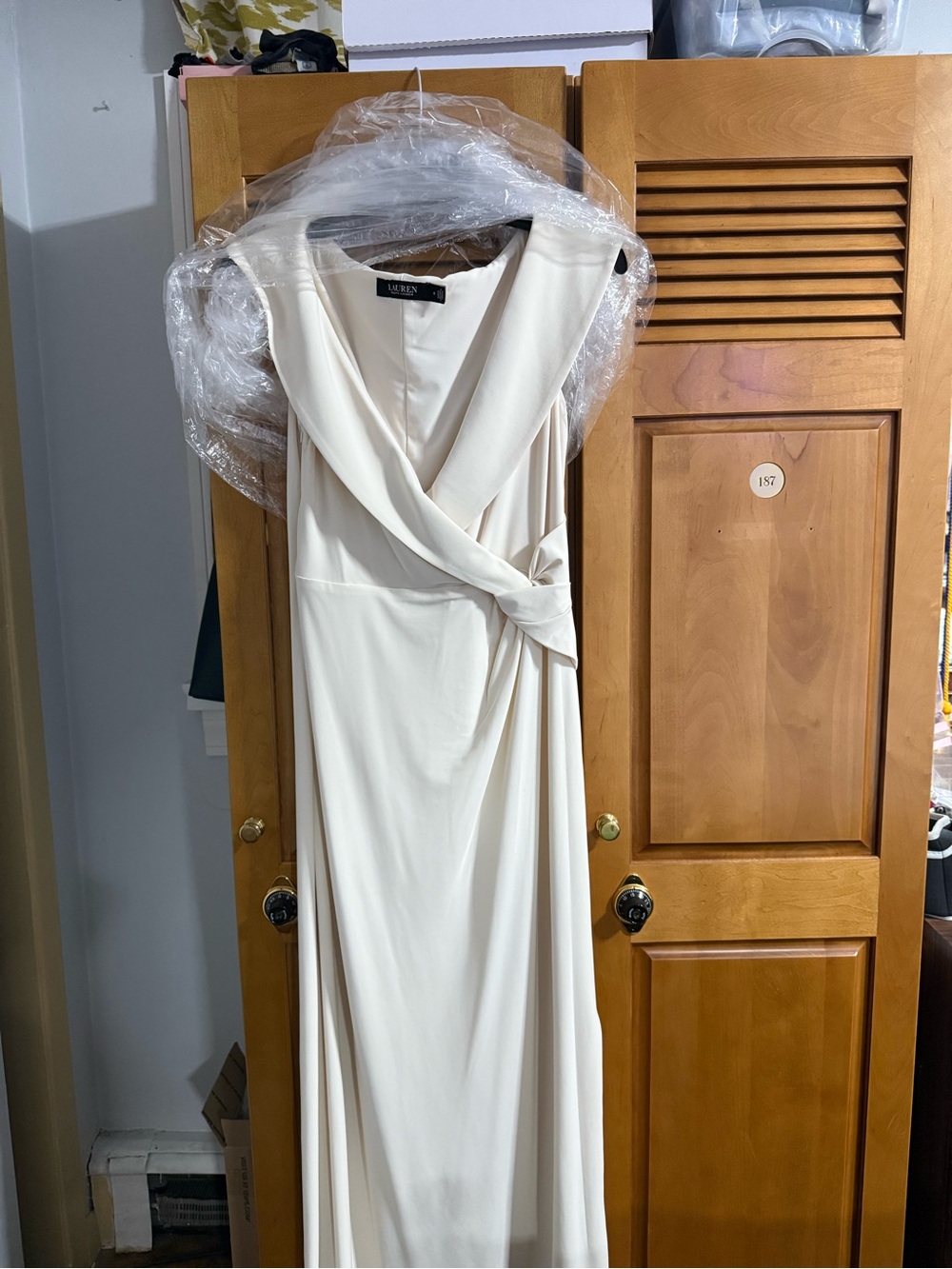 Ralph Lauren Cream Twist-Waist V-Neck Maxi Dress